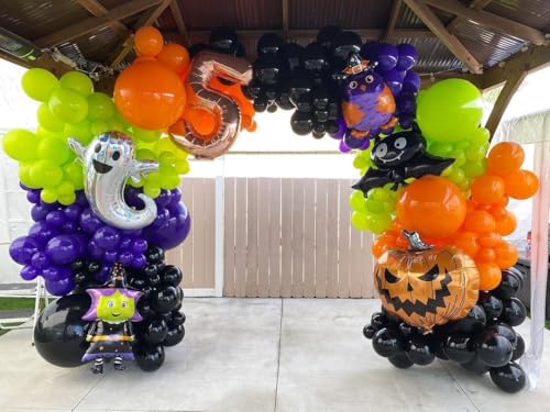 Halloween Balloon Arch Kit - 134pcs Black, Orange, Purple, Green Variations