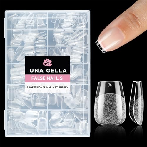 Extra Short Coffin Nail Tips - 216pcs Soft Gel Fake Nails, No Trace, Pre-Shaped