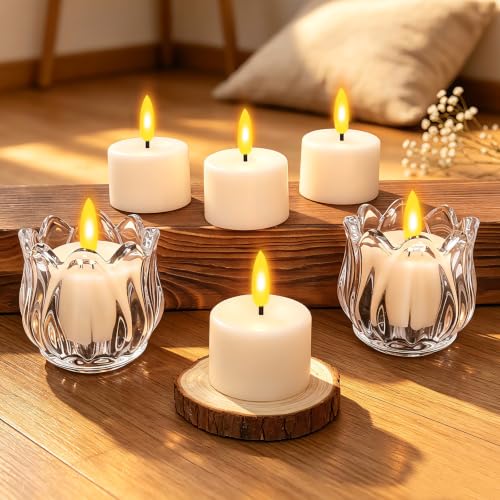 Rechargeable LED Tea Lights with Remote & Timer - White, 1.6 Inch, 6 Pack