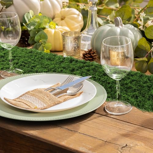 Artificial Moss Table Runner for Halloween Party Decor - Green - 6 Pack