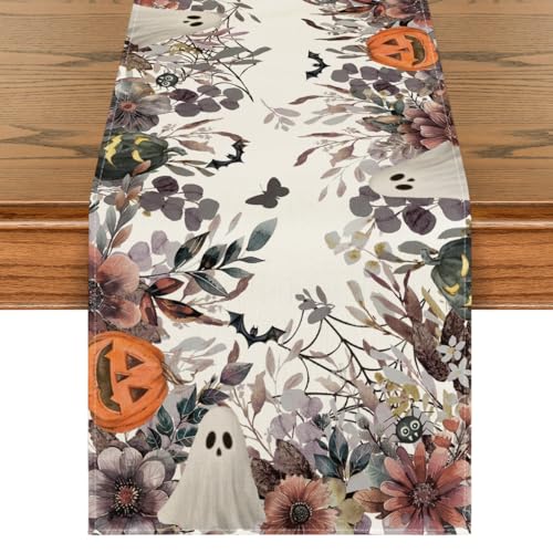 Halloween Table Runner 13x108 Inch Home Party Decor Beige Brown