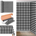 Black Gingham Disposable Tablecloth Roll - 54 x 100 ft with Cutter for Parties