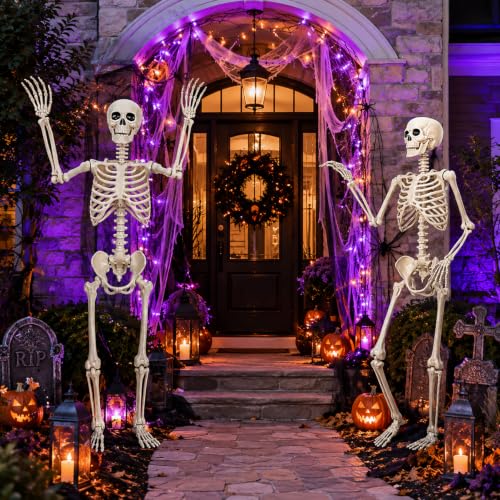 Life-Size Halloween Skeleton Decorations Outdoor - 5.4FT Posable Skeleton