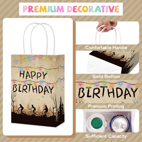 16Pcs Spooky Rustic Alphabet Party Favor Bags with Variations - Orange, Purple, Blue, Green