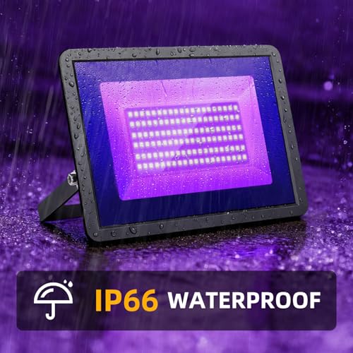 2 Pack 100W UV LED Black Light Flood Lights IP66 Waterproof for Parties & Stage