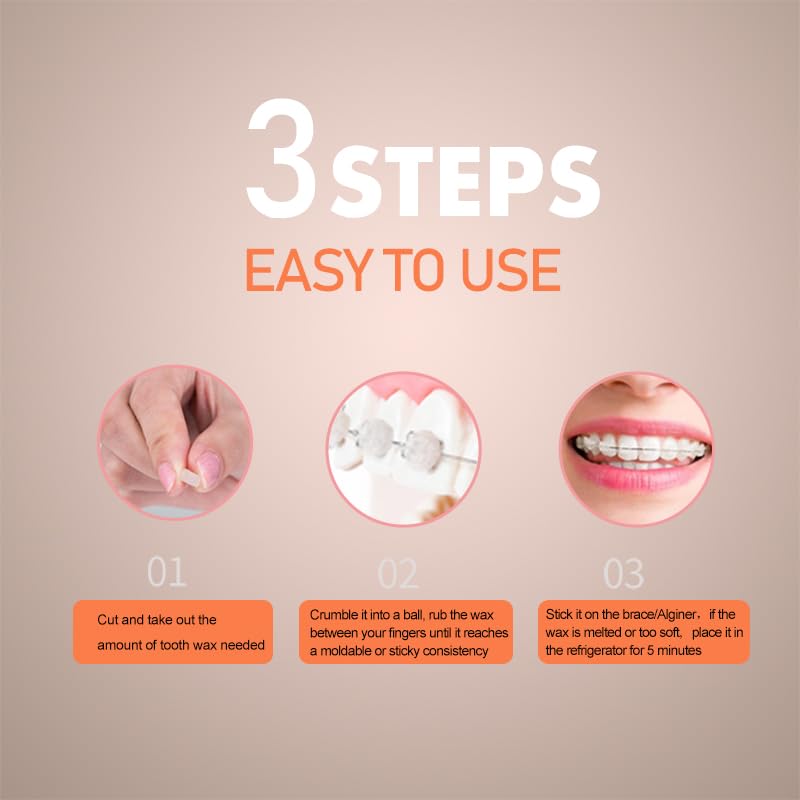 Orthodontic Wax for Braces & Aligners - 4 Pack with Storage Case & Applicator Tools - Unscented & Flavorless