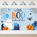 Blue Halloween Baby Shower Banner 6x3.6 ft Ghost Pumpkin Bats Decorations