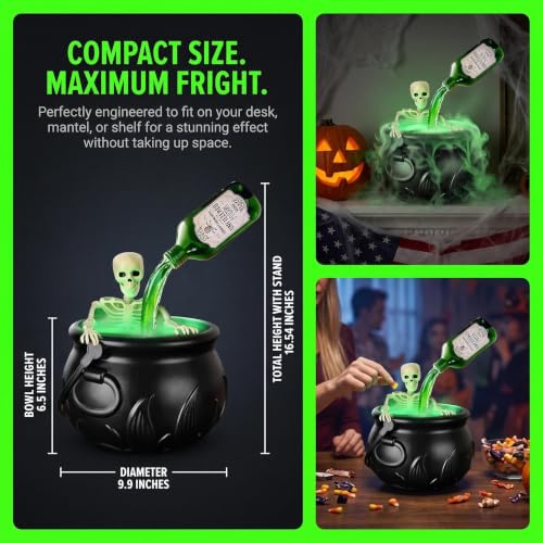 Halloween Decorative Plastic Cauldron with Floating Potion Effect - Black