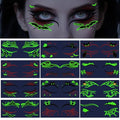 Halloween Luminous Eye Tattoo - 12 Pc Spooky Lash & Face Makeup Designs