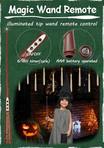 Floating Candle Set with Remote & Timer - Halloween Decor, 12 Pieces, Flickering White Light