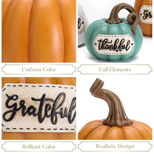 Medium Fall Pumpkin Decor Set of 3 Resin Pumpkins Indoor Outdoor Thanksgiving