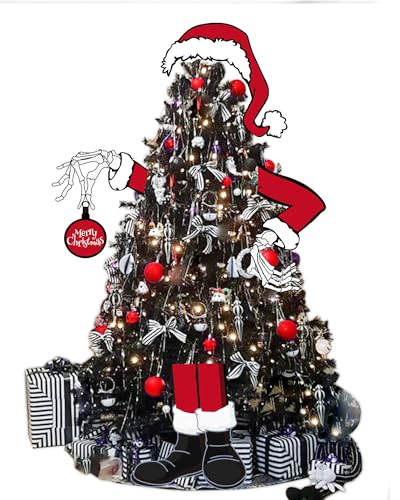 Gothic Christmas Tree Topper with Halloween Decor - Large Cardboard Figures