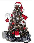 Gothic Christmas Tree Topper with Halloween Decor - Large Cardboard Figures