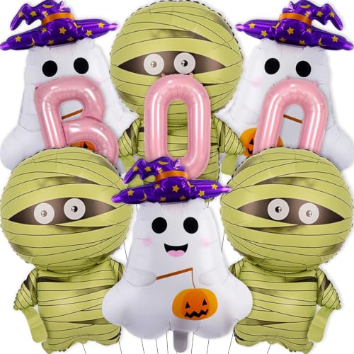 Halloween Party Decorations Balloons Set - Pink Letters Mummy Ghost - Balloon-1