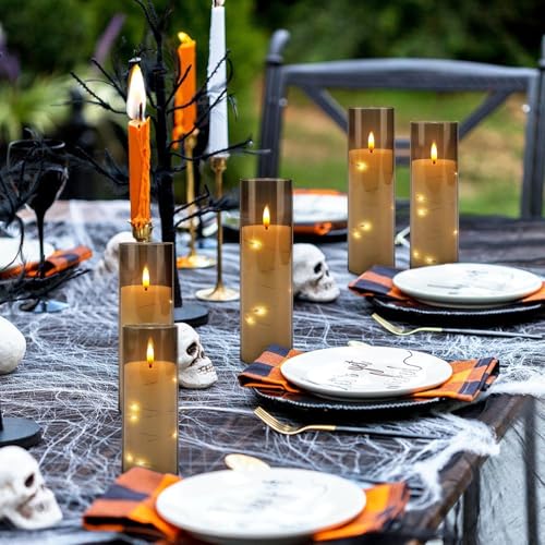 24 Pack Flameless Flickering LED Candles with Timer - Grey, Safe Battery Operated Decor