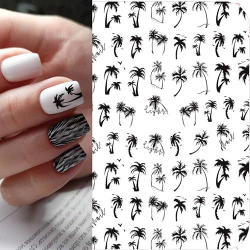 Tropical Palm Tree Nail Stickers Water Transfer Decals - 2 Sheets