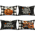20x12 Inch Halloween Throw Pillow Covers Set of 4 Spooky Bat Spider Web Pumpkin Decor
