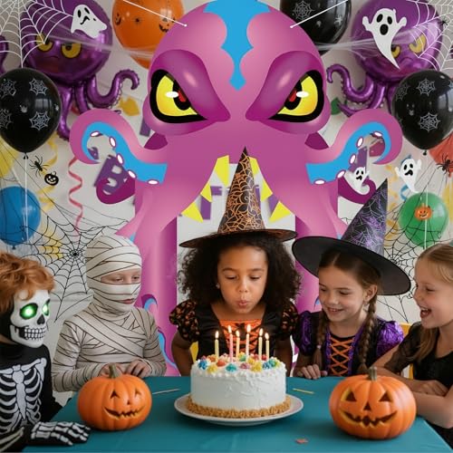 Large Christmas Octopus Door Banner for Kids Party Decorations, Indoor & Outdoor