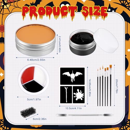 Halloween Makeup Set with Scar Wax Bruise Wheel Blood Gel & Stencils - Variation 4