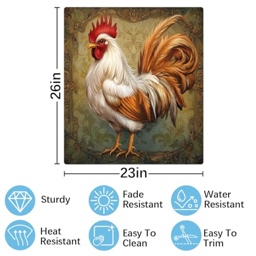Rooster Flower Ethnic Dishwasher Magnet Cover A04 - Magnetic Fridge Decor 23x26 inches