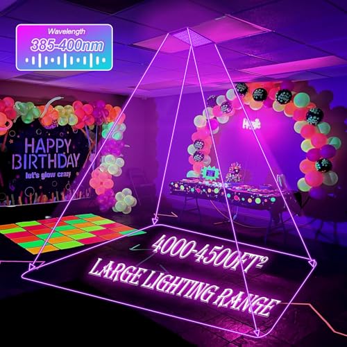 200W Black Light LED Party Lights - 4 Pack, Waterproof, US Plug & Switch