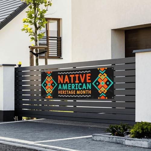 Brass Indigenous Pride Banner Flag for Native American Heritage Month 24x71in