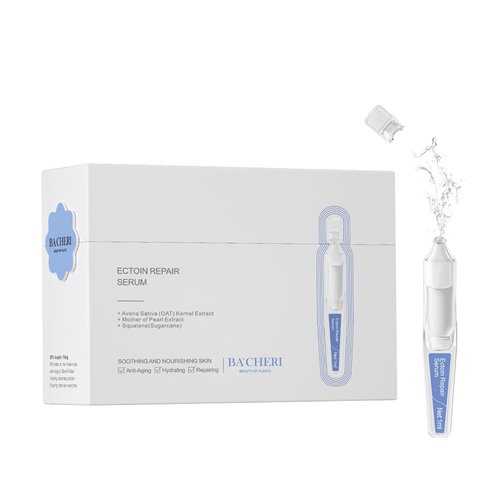 BACHERI Ectoin Hydrating Repair Facial Serum Ampoule, Deep Moisture & Anti-Aging Serum with Beta-Glucan Glycerin Hyaluronic Acid For All Skin Redness Relief & Barrier Repair, 30PCS Single Use Ampoules