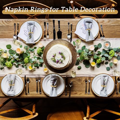 Set of 24 Gold Bamboo Napkin Rings - Elegant Table Decoration for Weddings & Parties