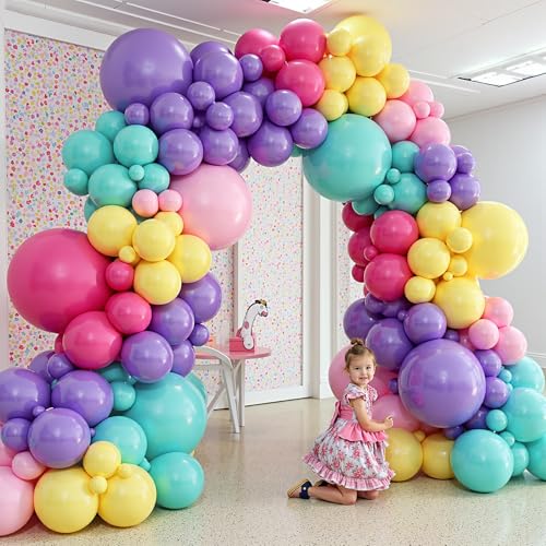 Purple Blue Pink Balloon Garland Arch Kit - 412pcs, 5-18 Inch Variations