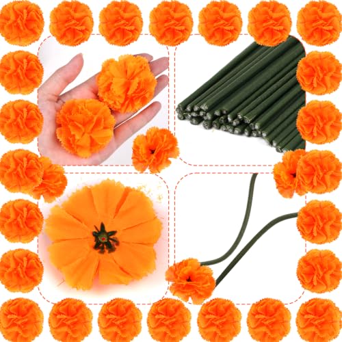 Artificial Marigold Flower Heads Bulk for DIY Decor Halloween Thanksgiving