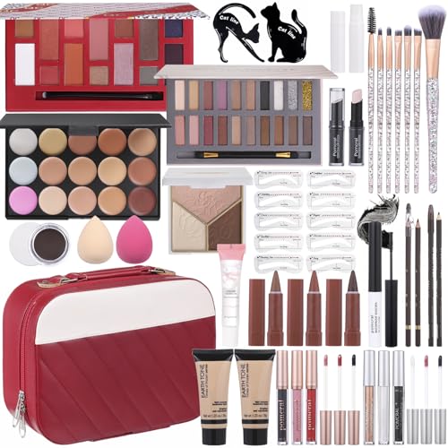Makeup Kit for Women & Girls - 14 & 20 Color Eyeshadow Palette, Full Set with Brushes & Carrying Bag