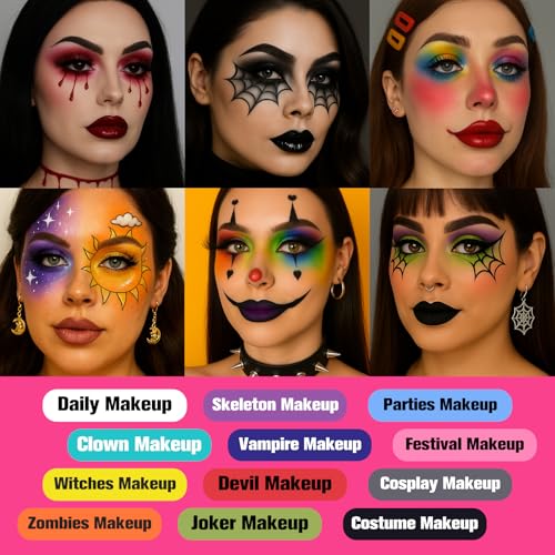 Halloween Makeup Palette with 15 Bold Matte Eye Shadows - Spooky & Creative