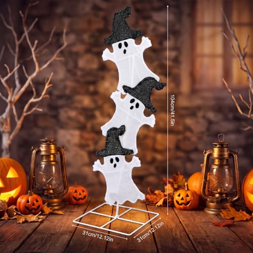 Halloween Ghost Lights 41 Inch Pre-lit Outdoor Decor - Spooky Yard Sign