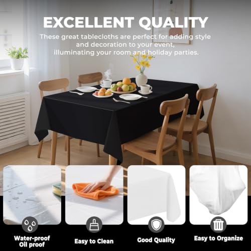 Black Disposable Plastic Tablecloth 54x108 Inches - Party & Event Use