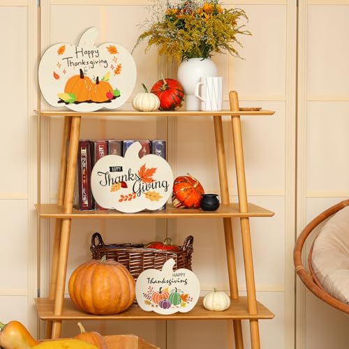 Wooden Pumpkin Ornaments to Paint - 3 Sizes Halloween Thanksgiving DIY Decor - 6 Pack