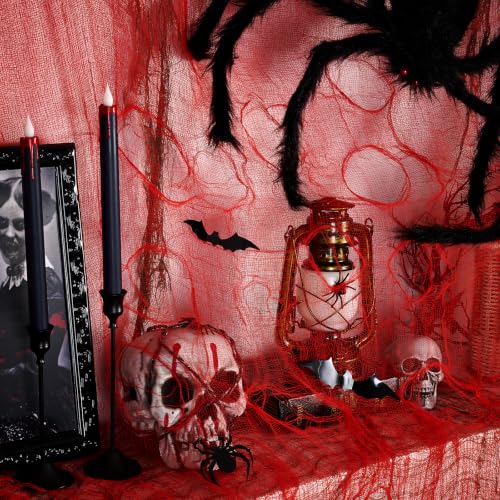 410 x 80 Inch Halloween Creepy Cloth - Red Spooky Gauze for Yard & Outdoor Decor
