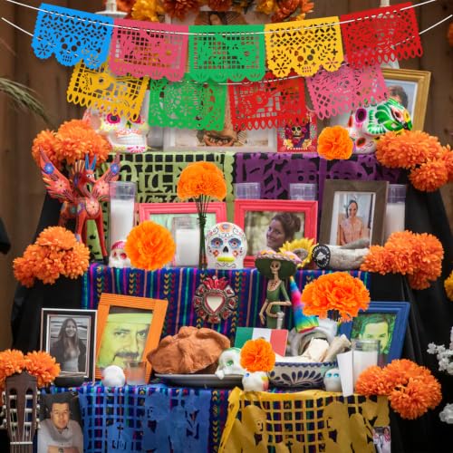 Day of the Dead Decorations Set with Sugar Skull Table Runner and Marigold Flowers