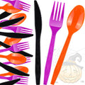 60-Piece Halloween Plastic Cutlery Set - Disposable Forks Spoons Knives for Parties