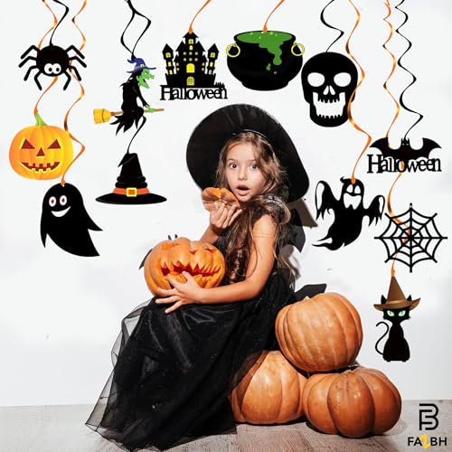 Halloween Hanging Swirls Set - 58 Pieces Ghost Pumpkins Bats Decor