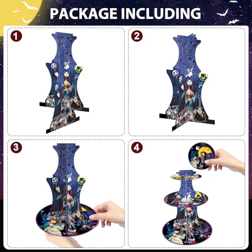 Night Before Christmas Cupcake Stand 3-Tier Halloween & Holiday Decor with Toppers