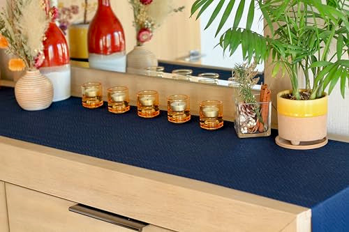 Navy Blue Waterproof Table Runner 14x48 Inches - Elegant Dining & Event Decor