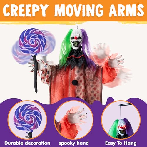 Halloween Animatronic Clown Decoration Outdoor Indoor Sound-Activated Spooky Yard Prop