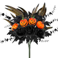 Halloween Artificial Flower Stems - 14pcs Black Halloween Decor for Vase, Table, Room, Indoor Party - Black