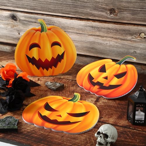 Halloween Hanging Pumpkins Decor Set - Outdoor Jack O Lantern Ornaments, 12 Pieces, Waterproof, 8.5x9 Inches