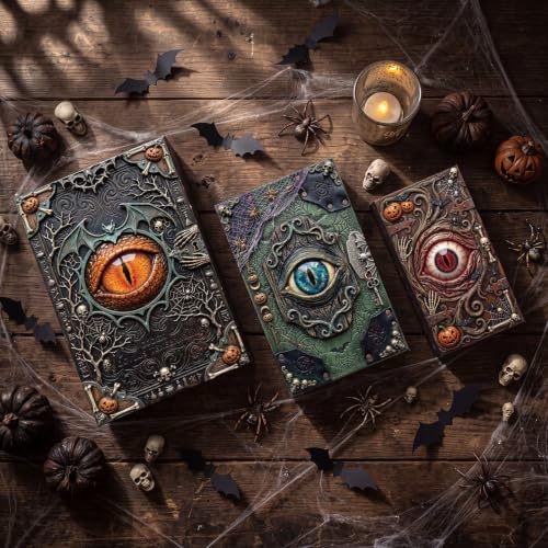 Halloween Eye Spell Book Boxes Set of 3 - Gothic Nesting Storage Decor