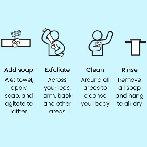 Kai Beauty Full Body Scrubbing Shower Towel, Rich Lather Nylon Towel for All Skin Types, Easy Rinse and Clean, Exfoliate Dead Skin and Cleanse Impurities, Japanese Exfoliating Washcloth