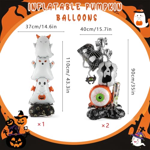 3pcs Halloween Ghost Foil Balloons - Spooky Party Decorations