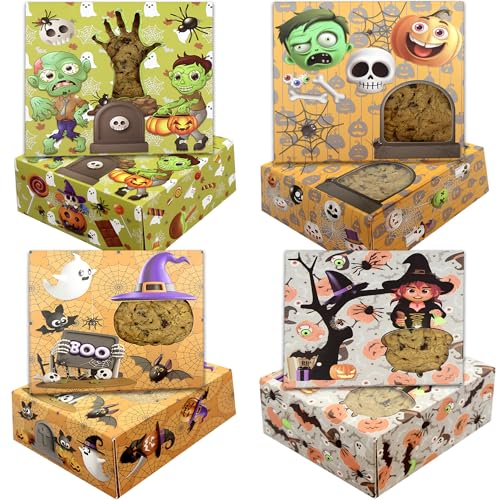 Halloween Cookie Boxes 24-Pack - Spooky Treat Gift Containers for Parties