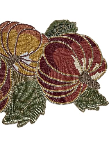 Halloween Fall Beaded Table Runner - Colorful Autumn Table Decor 36x14 Inches
