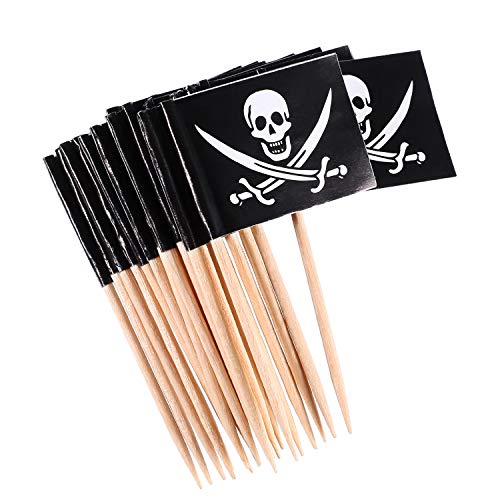 Pirate Cocktail Toothpick Flags Set - 100 Black Party Food Picks
